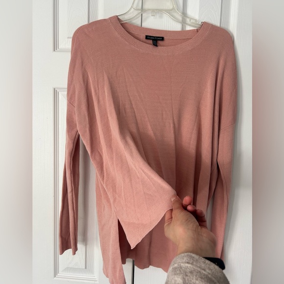 Eileen Fisher Top Hi Low Split Hem Long Doleman Sleeve Pale Blush Medium - Picture 3 of 16
